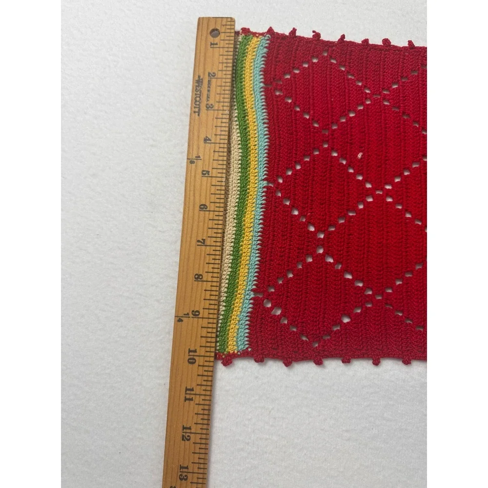 Vintage Cottagecore Handmade Crochet Set 4 Placemats Diamond Pointelle Retro